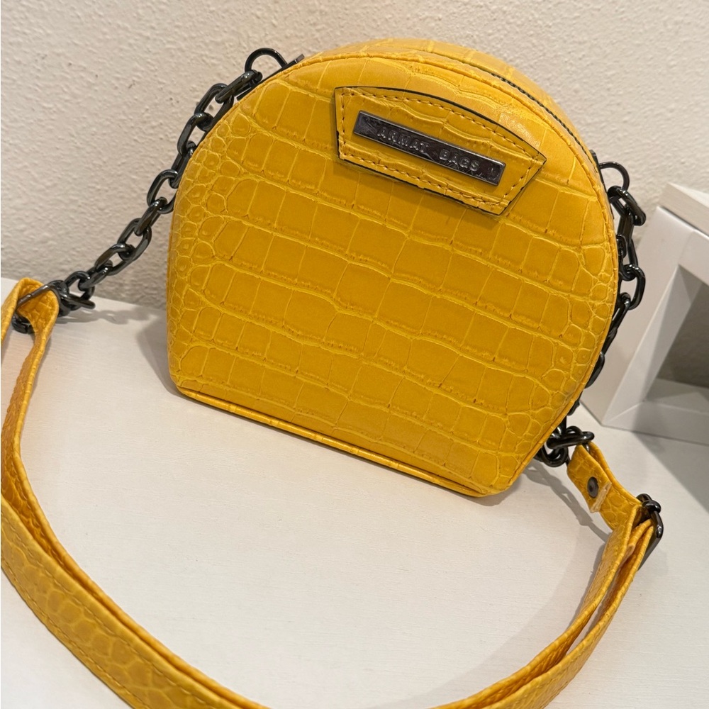 Yellow Croc-Embossed Women Bag